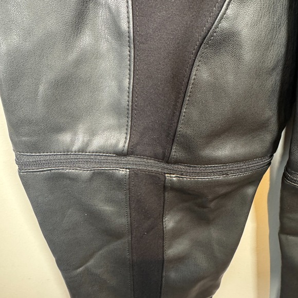 Maniere De Voir Faux Leather Pants Buckle Pants Moto Black Women Size 4 US 8 UK - Picture 8 of 13